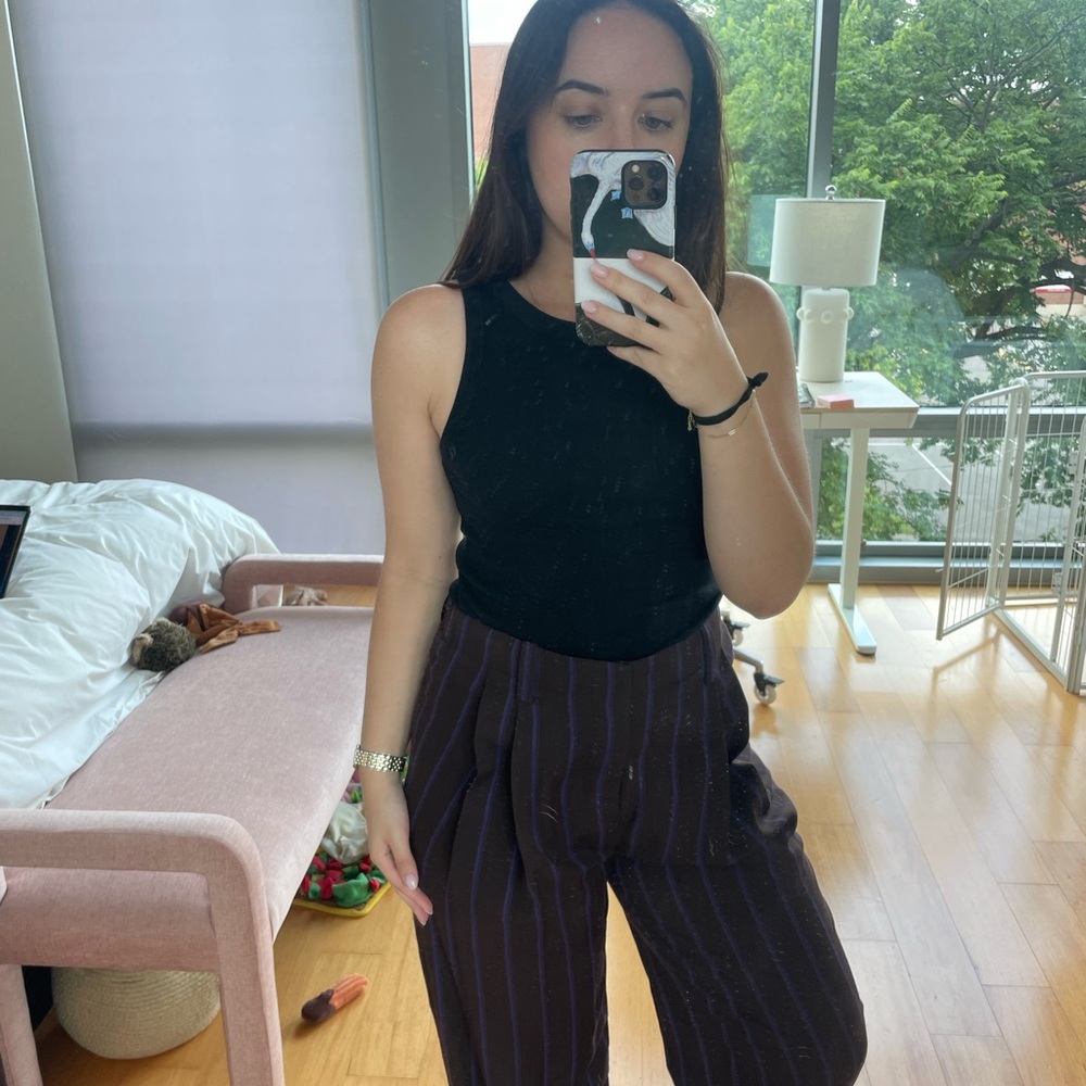 Vince Black and Purple Trousers with Modern Silhouette